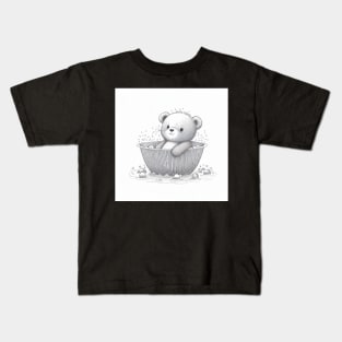 Cute Happy Bear on a Bathtub Illustration Kids T-Shirt